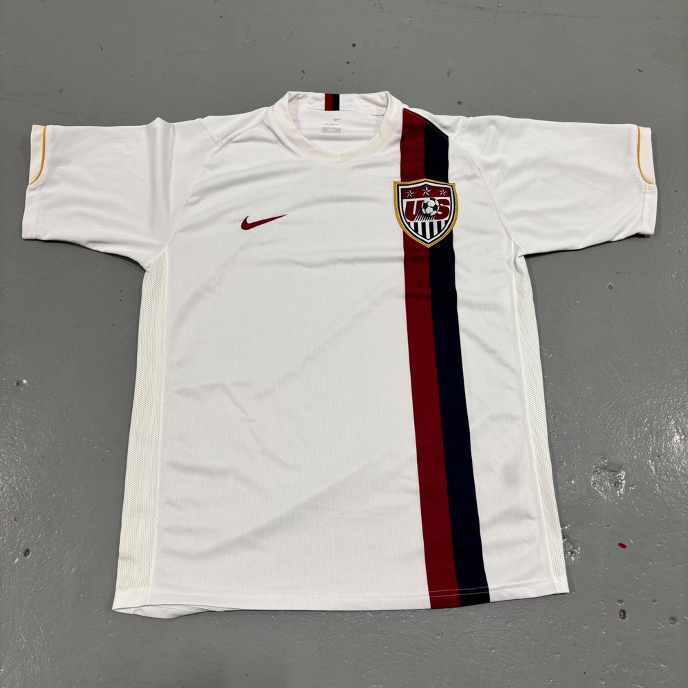 Nike US Soccer Jersey Mens Medium White Sphere Dry USMNT National Team Stripe